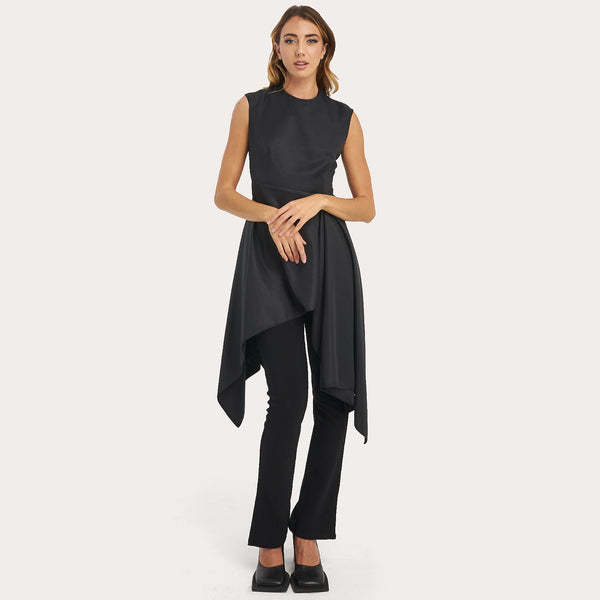 Asymmetrical Longuette Dress Black
